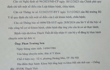 THÔNG BÁO TIẾP NHẬN NHÂN VIÊN Y TẾ ĐẾN THỰC HÀNH THÁNG 9/2025